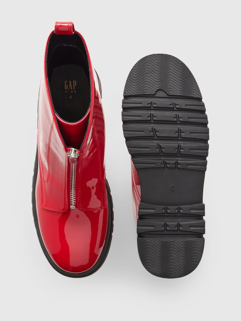 Kids Vegan Patent Leather Ankle Boots