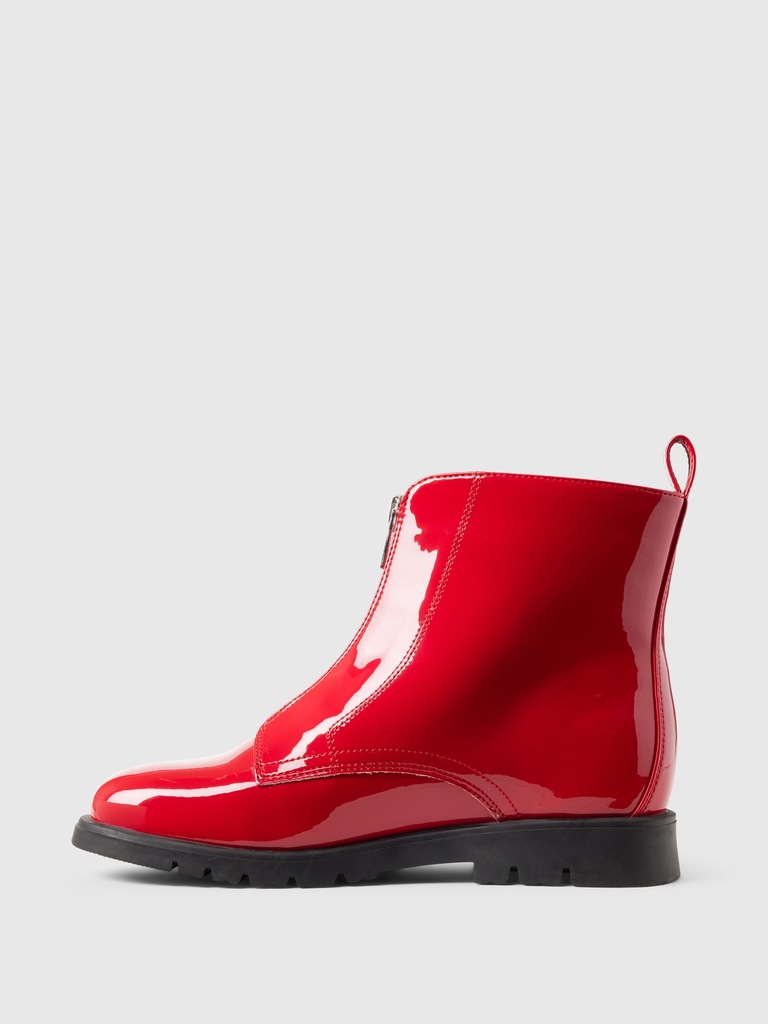 Kids Vegan Patent Leather Ankle Boots