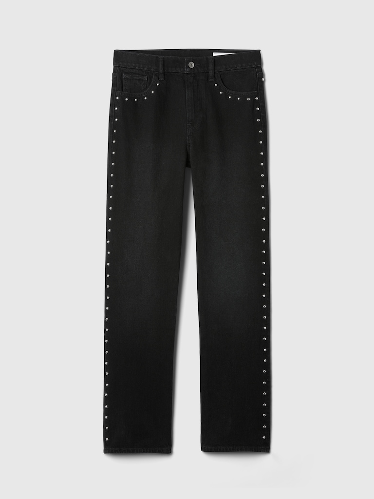High Rise Studded '90s Straight Jeans