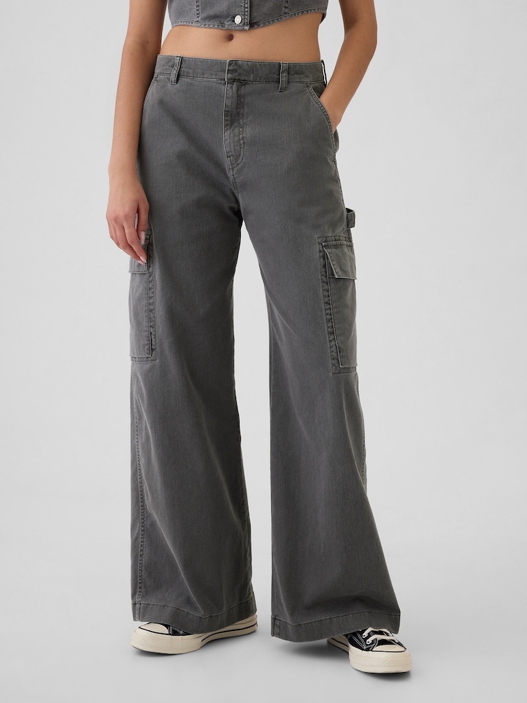 Mid Rise Cargo Baggy Khakis