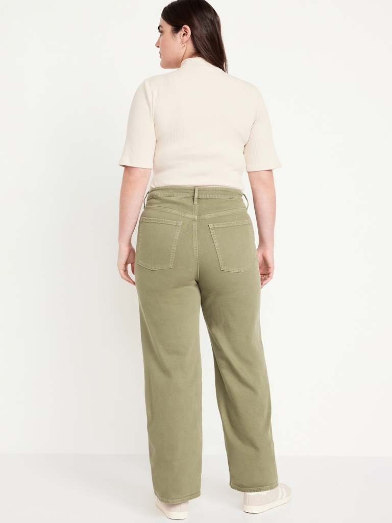 Jean à jambe large et taille très haute pour Femme