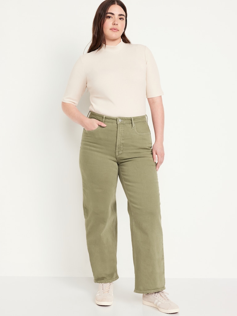 Jean à jambe large et taille très haute pour Femme