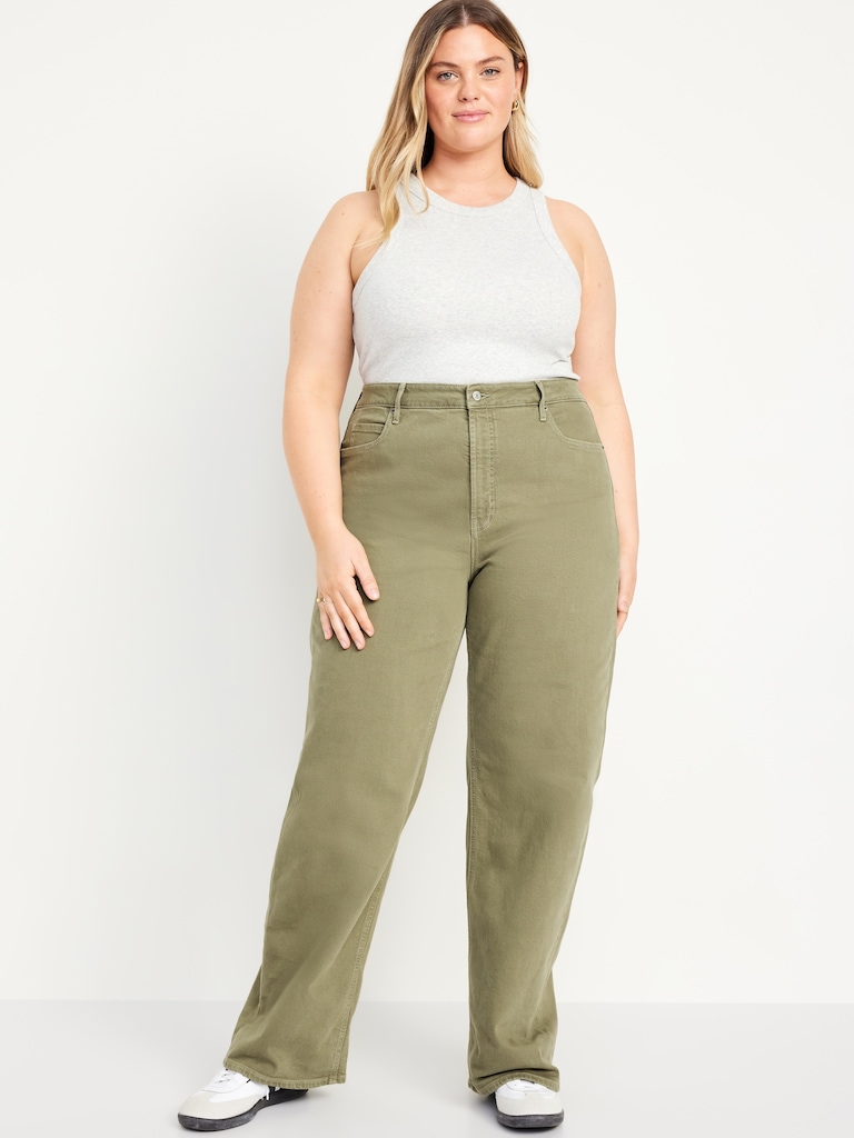 Jean à jambe large et taille très haute pour Femme