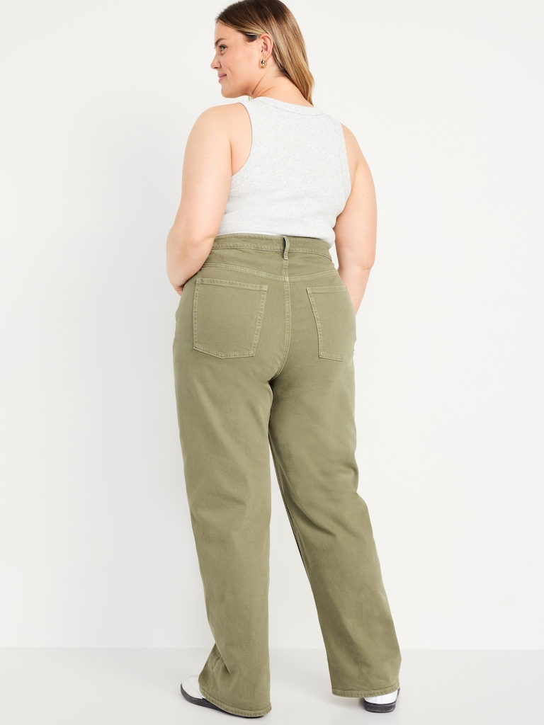 Jean à jambe large et taille très haute pour Femme