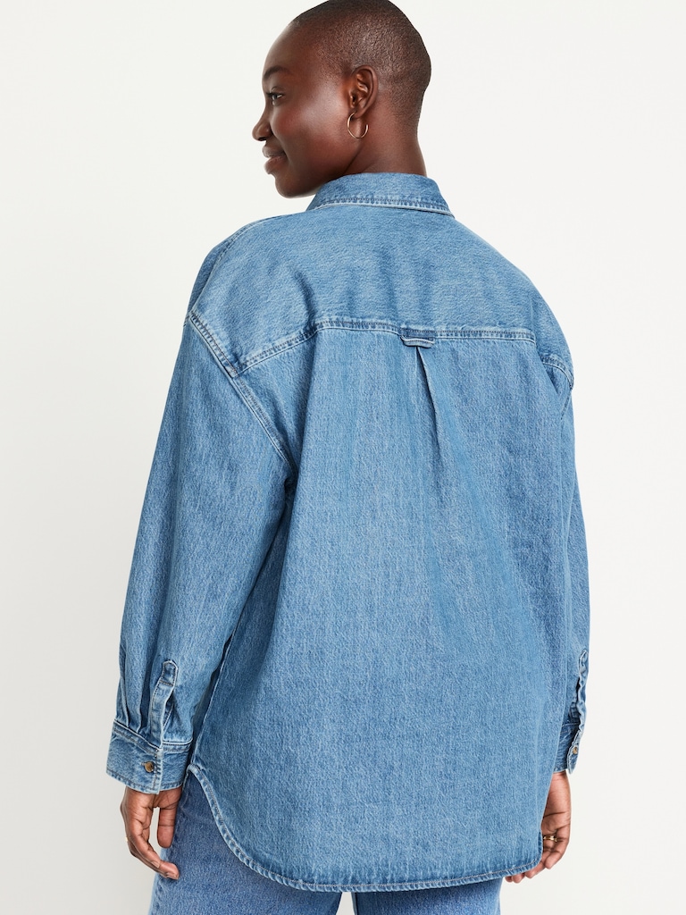 Oversized Boyfriend Button-Down Jean Shirt