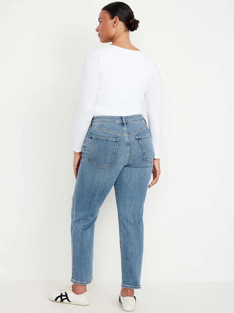 High-Waisted OG Straight Ripped Ankle Jeans