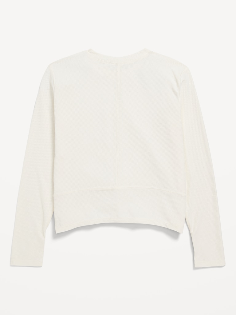 Long-Sleeve Curved-Hem Performance Top for Girls
