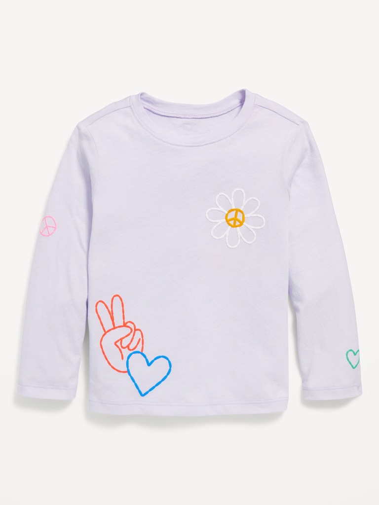 T-shirt à imprimé à manches longues pour toute-petite fille
