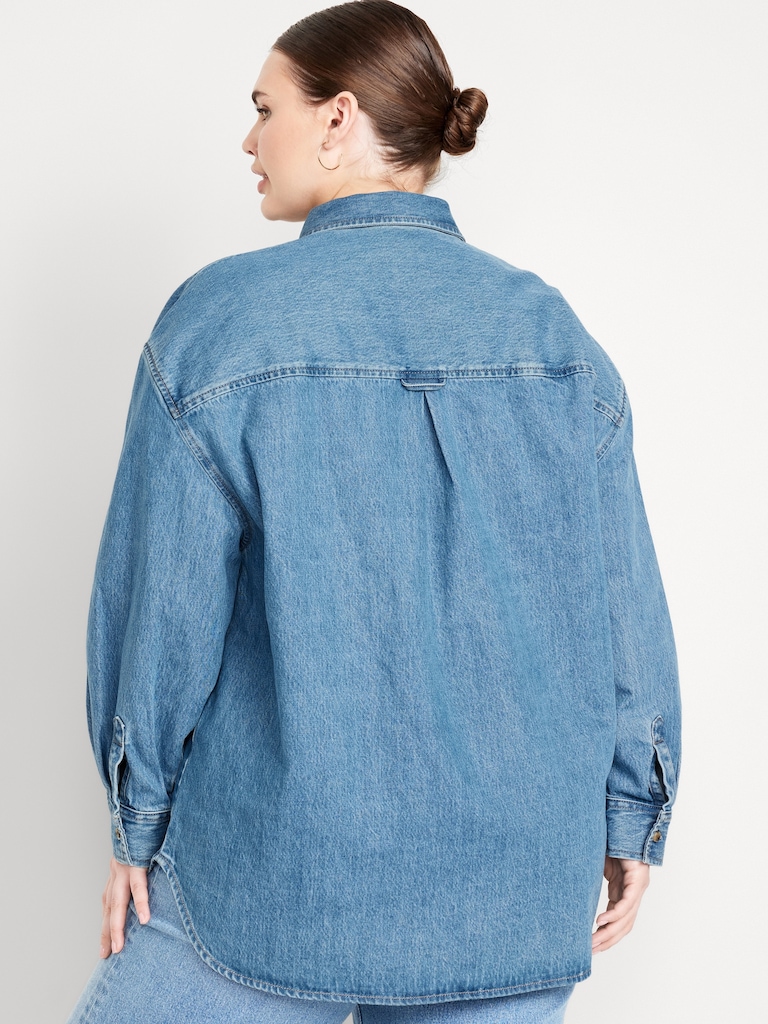 Oversized Boyfriend Button-Down Jean Shirt