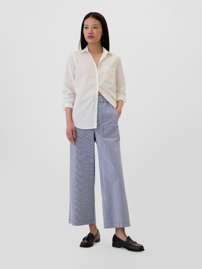 High Rise Easy Stripe Wide-Leg Khakis