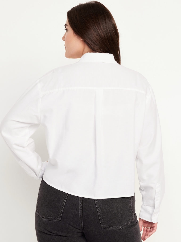 Cropped Button-Down Oxford Shirt