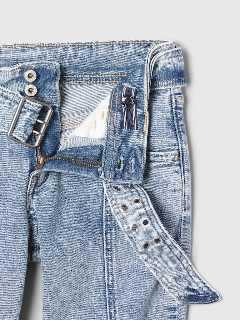 Kids Low Rise Belted Boot Jeans