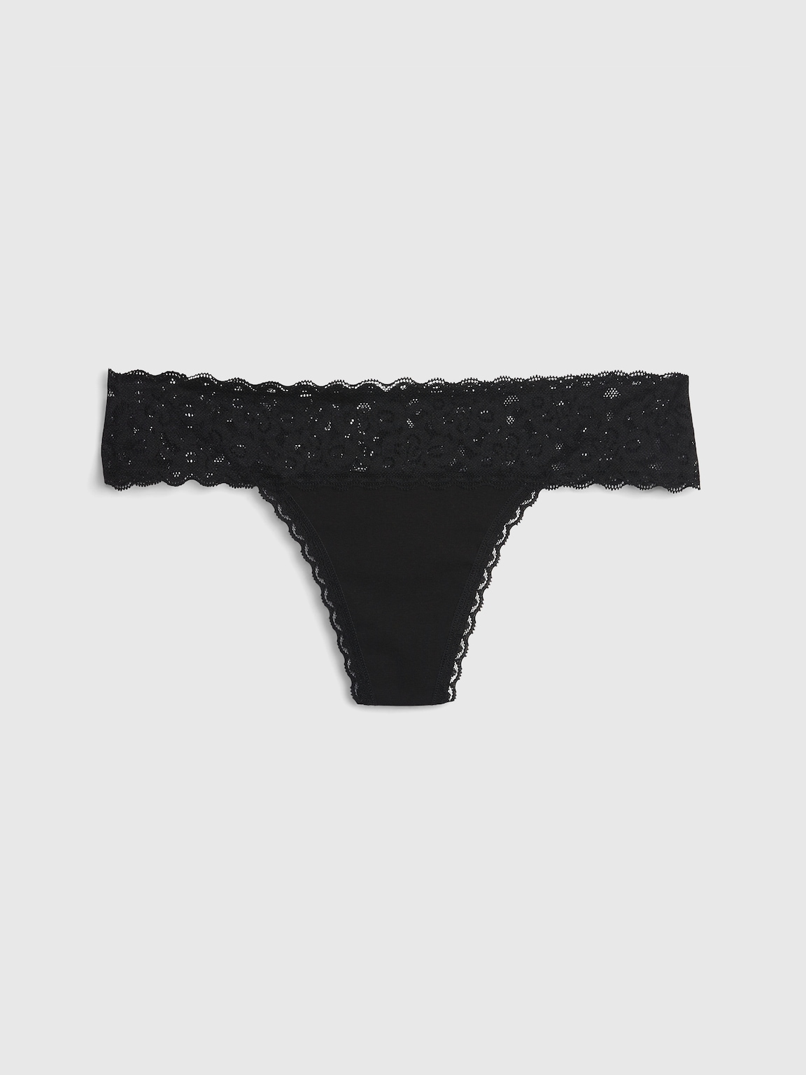 Organic Stretch Cotton Lace-Trim Thong