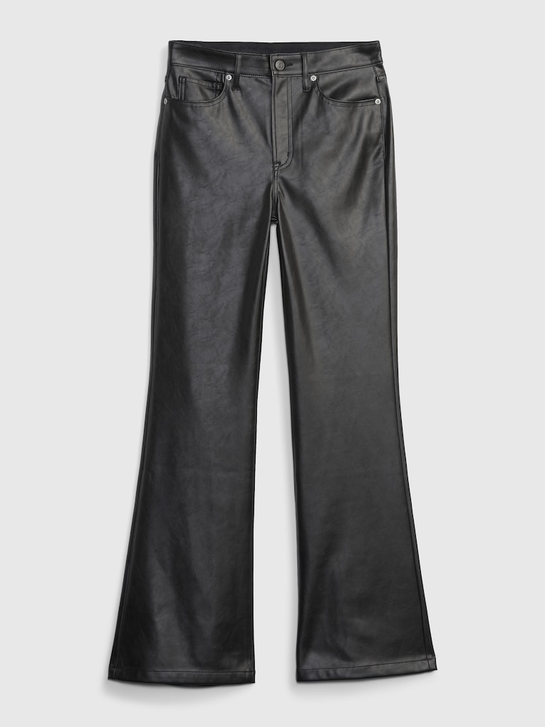 High Rise Vegan Leather '70s Flare Pants