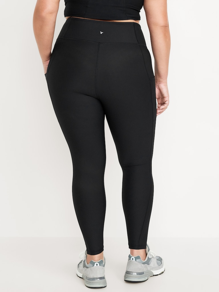 High-Waisted PowerSoft Ribbed Pocket Leggings