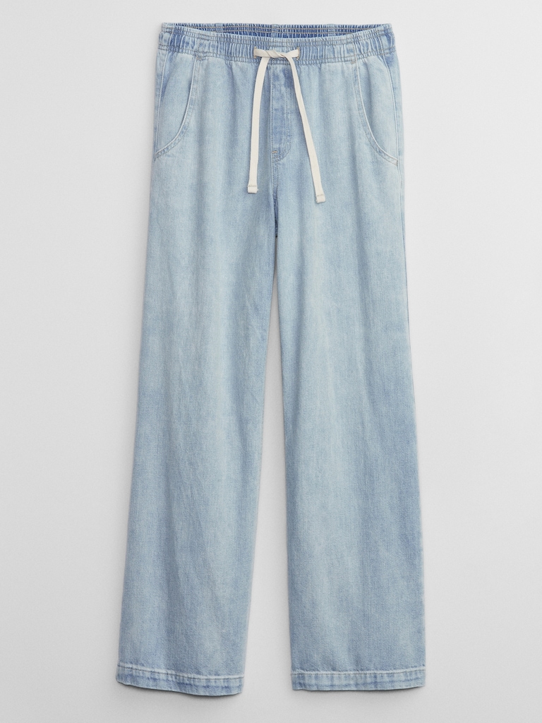 High Rise Wide-Leg Pull-On Jeans