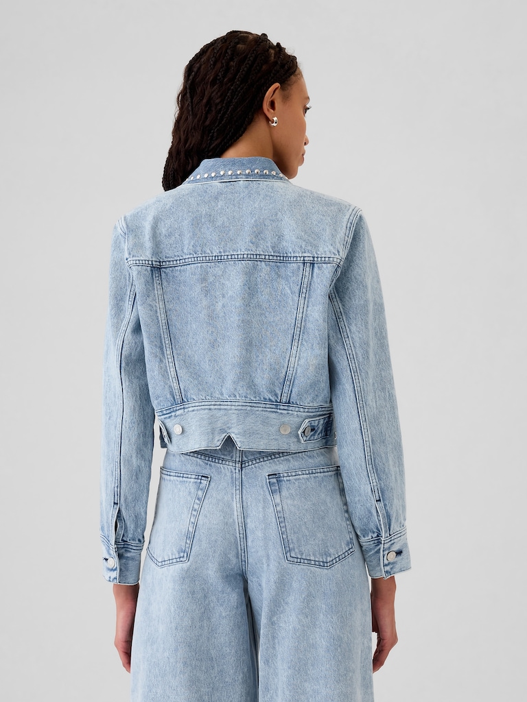 Cropped Studded Icon Denim Jacket