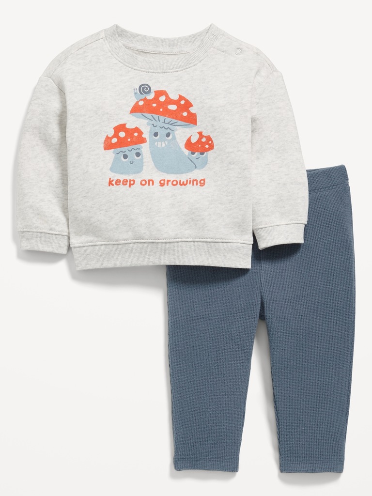 Crew-Neck Sweatshirt and Cozy-Knit Pants Set for Baby