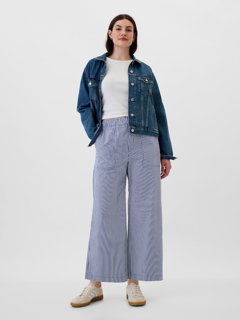 High Rise Easy Stripe Wide-Leg Khakis