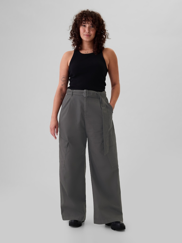 High Rise Baggy Cargo Trousers