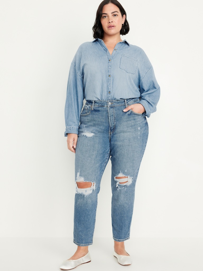 High-Waisted OG Straight Ripped Ankle Jeans