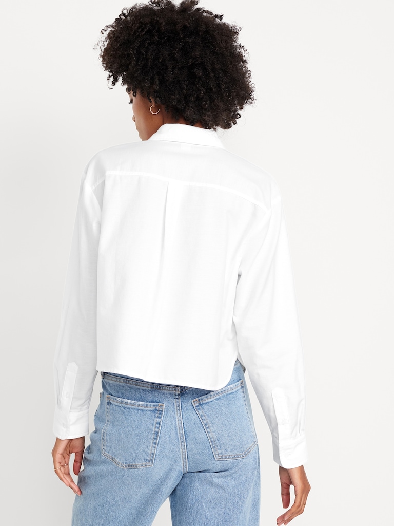 Cropped Button-Down Oxford Shirt