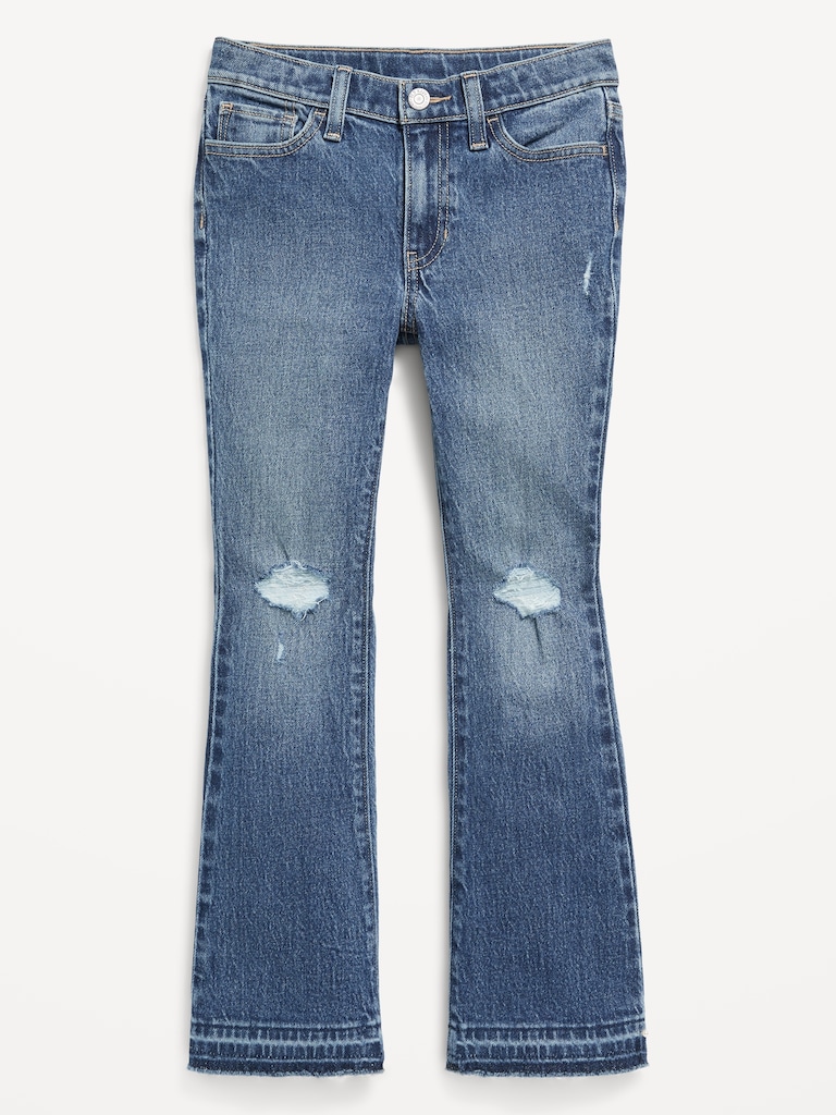 High-Waisted Ripped Flare Jeans for Girls