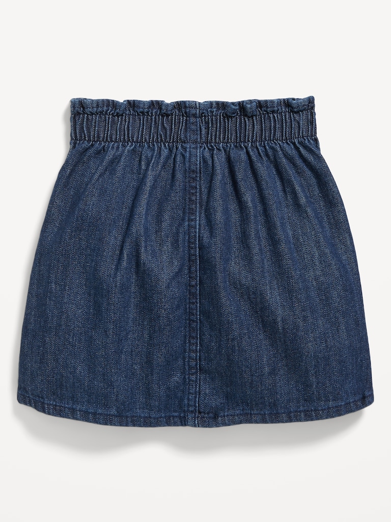 Button-Front Heart-Pocket Jean Skirt for Toddler Girls