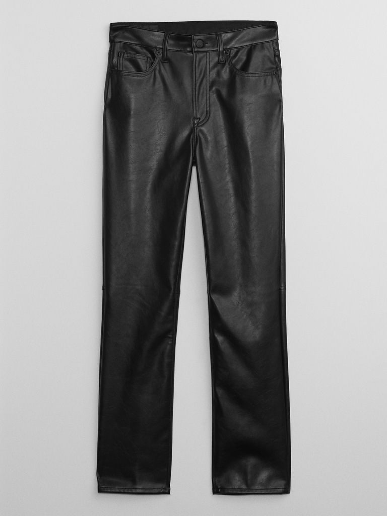 High Rise Vintage Slim Vegan-Leather Pants