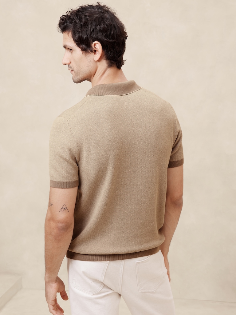 Birdseye Stitch Sweater Polo
