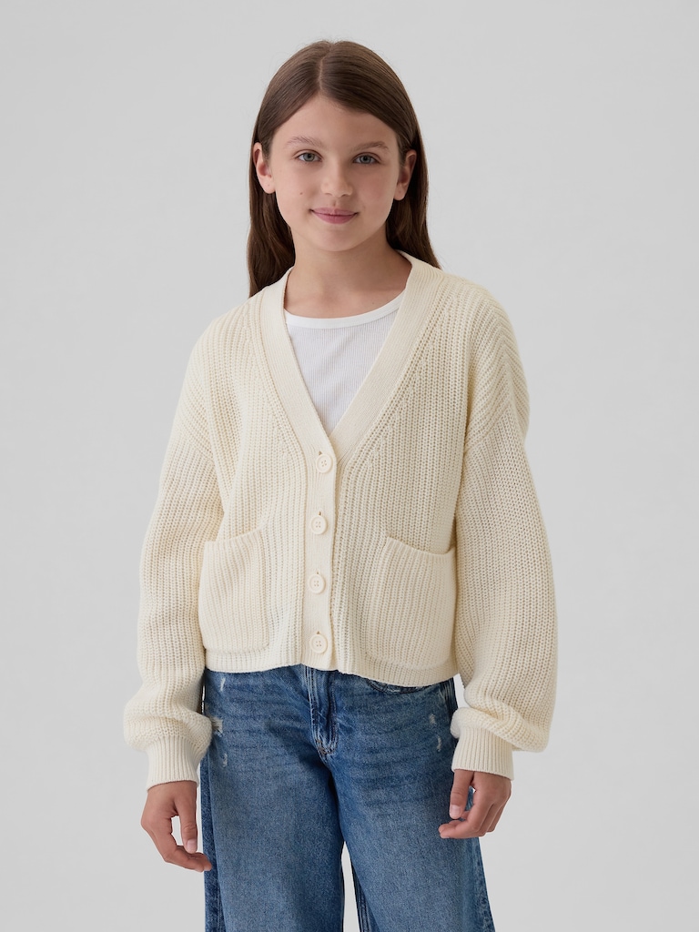 Kids Shaker-Stitch Cropped Cardigan