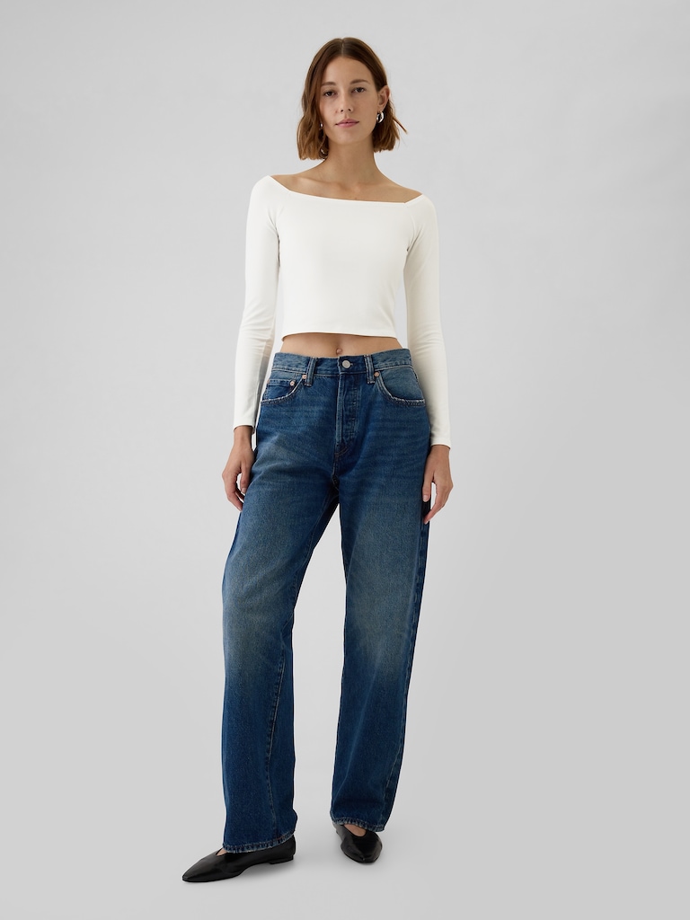 Modern Off-Shoulder Crop T-Shirt