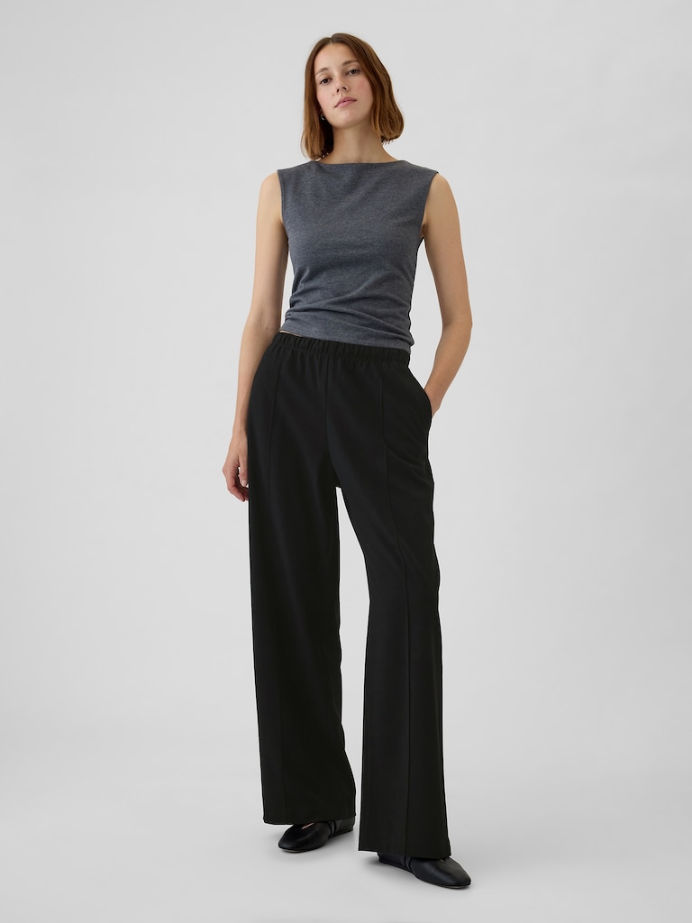 Wide-Leg Seamed Easy Pants