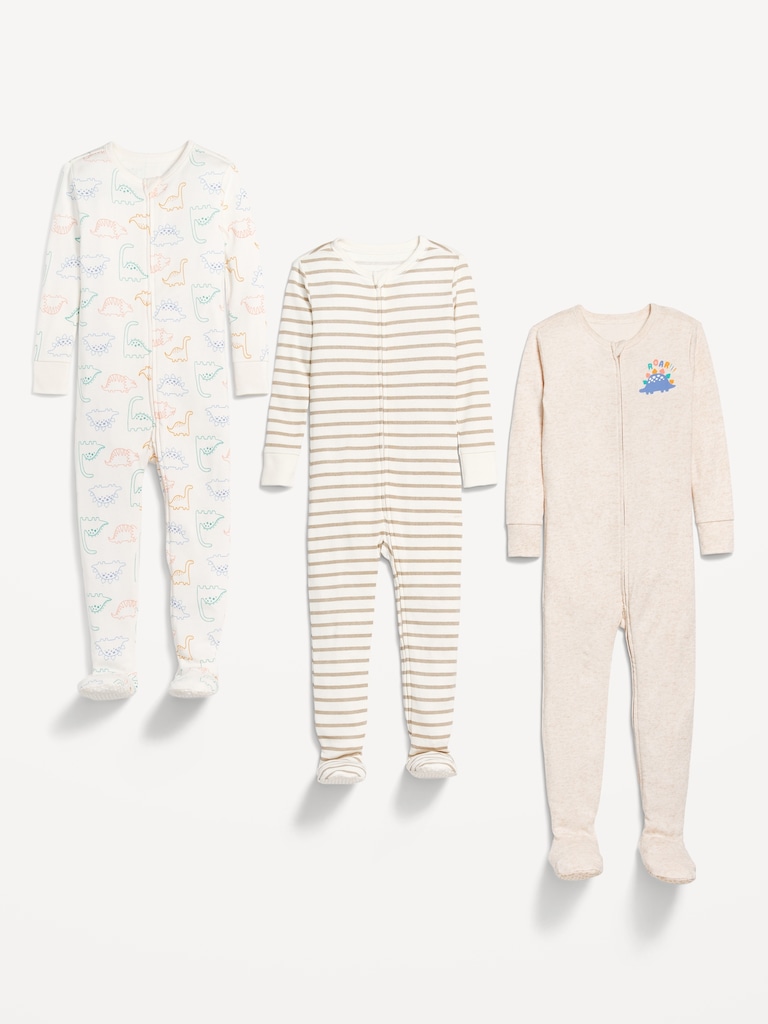 Snug-Fit 2-Way-Zip Pajama One-Piece 3-Pack for Toddler & Baby
