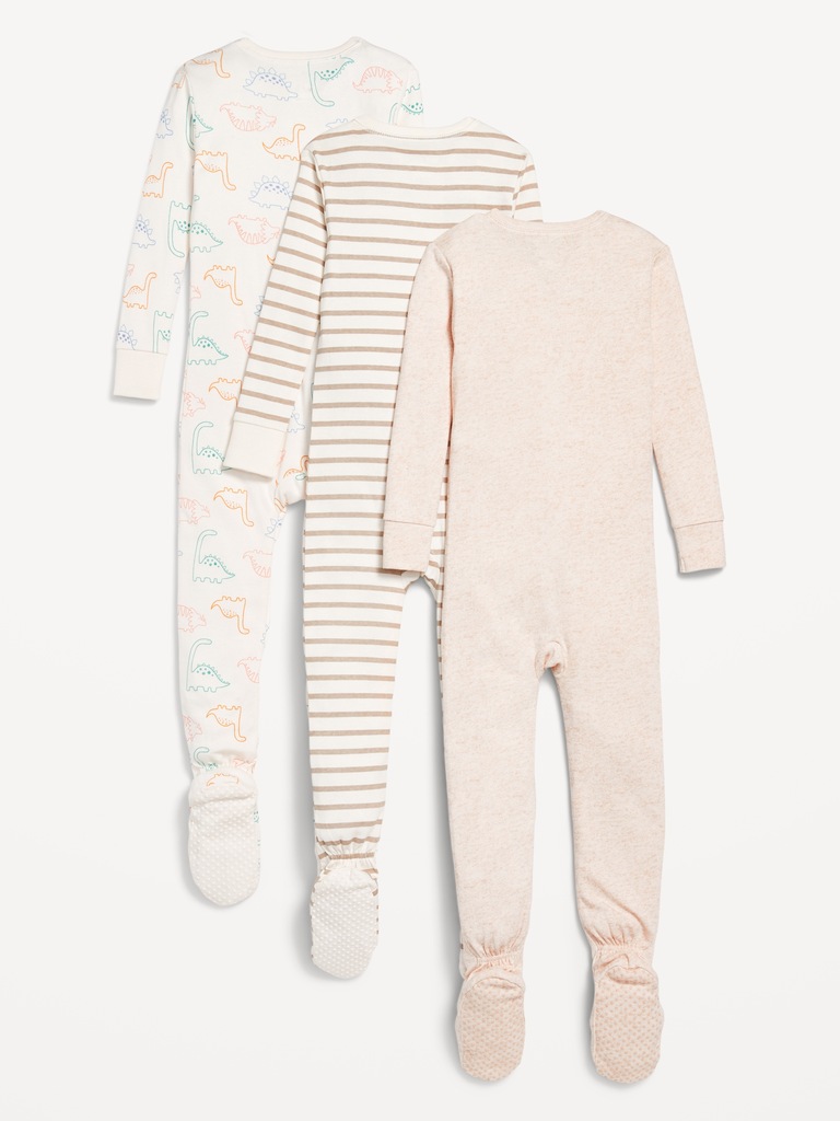 Snug-Fit 2-Way-Zip Pajama One-Piece 3-Pack for Toddler & Baby