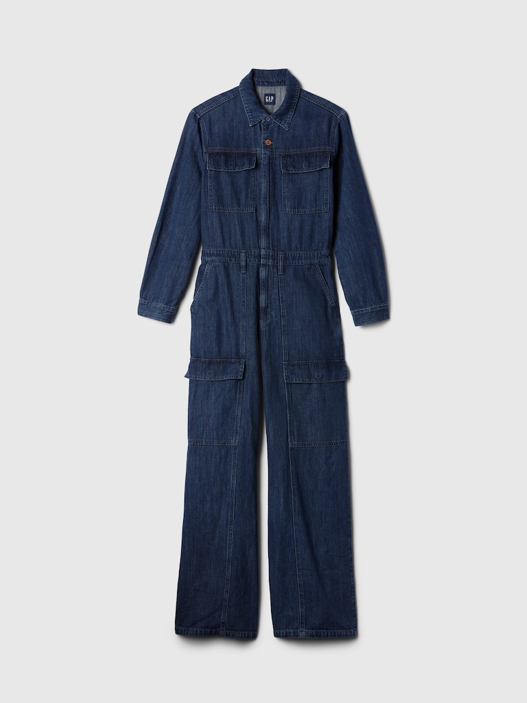 Denim Cargo Jumpsuit