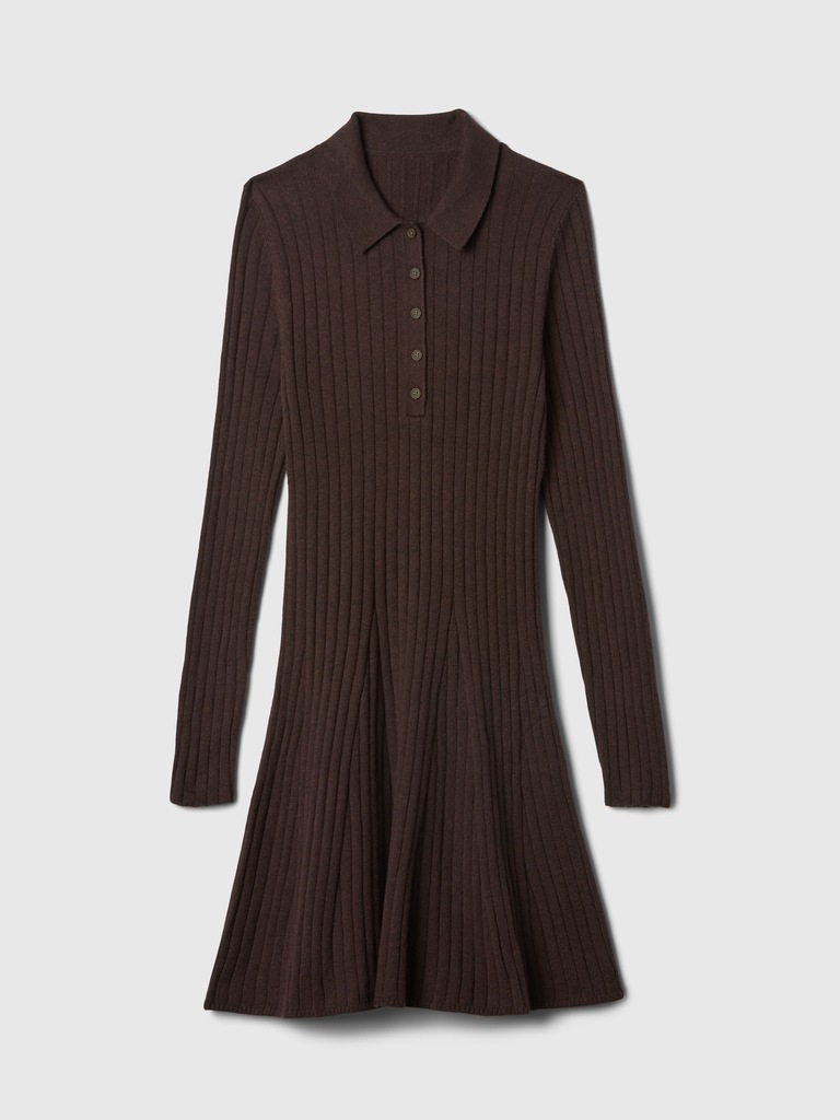 CashSoft Polo Sweater Mini Dress