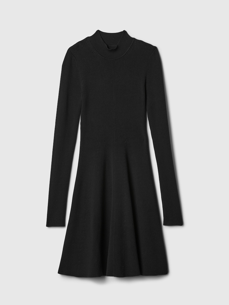 Mockneck Rib Sweater Mini Dress