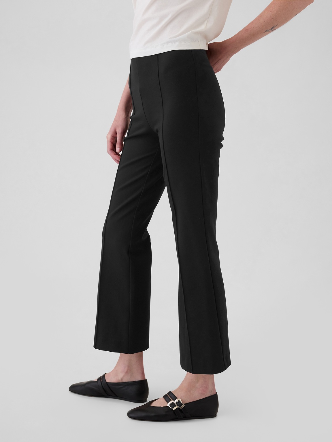 High Rise Double Knit Crop Kick Pants
