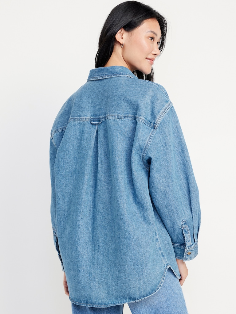 Oversized Boyfriend Button-Down Jean Shirt