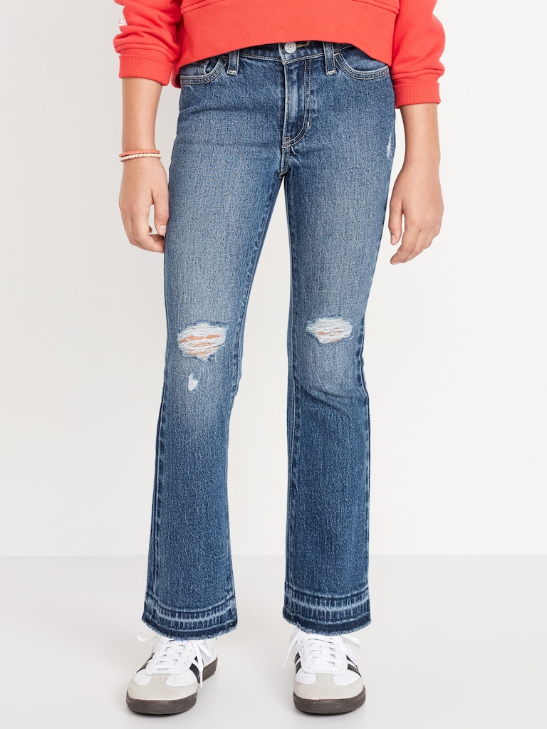 High-Waisted Ripped Flare Jeans for Girls