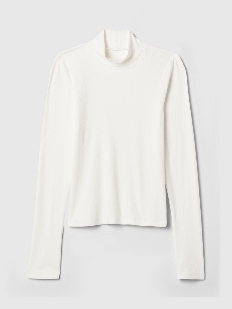 Modern Rib Mockneck Crop Shirt