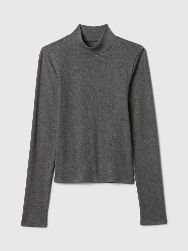 Modern Rib Mockneck Crop Shirt