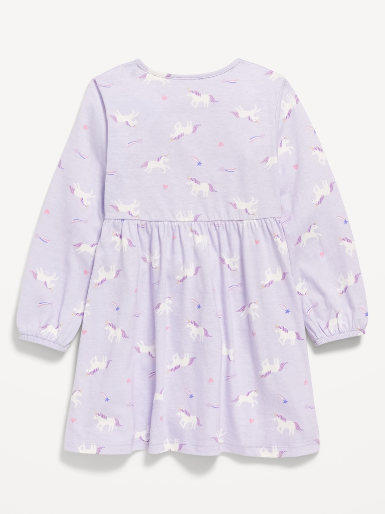 Robe à manches longues en jersey imprimé pour toute-petite fille