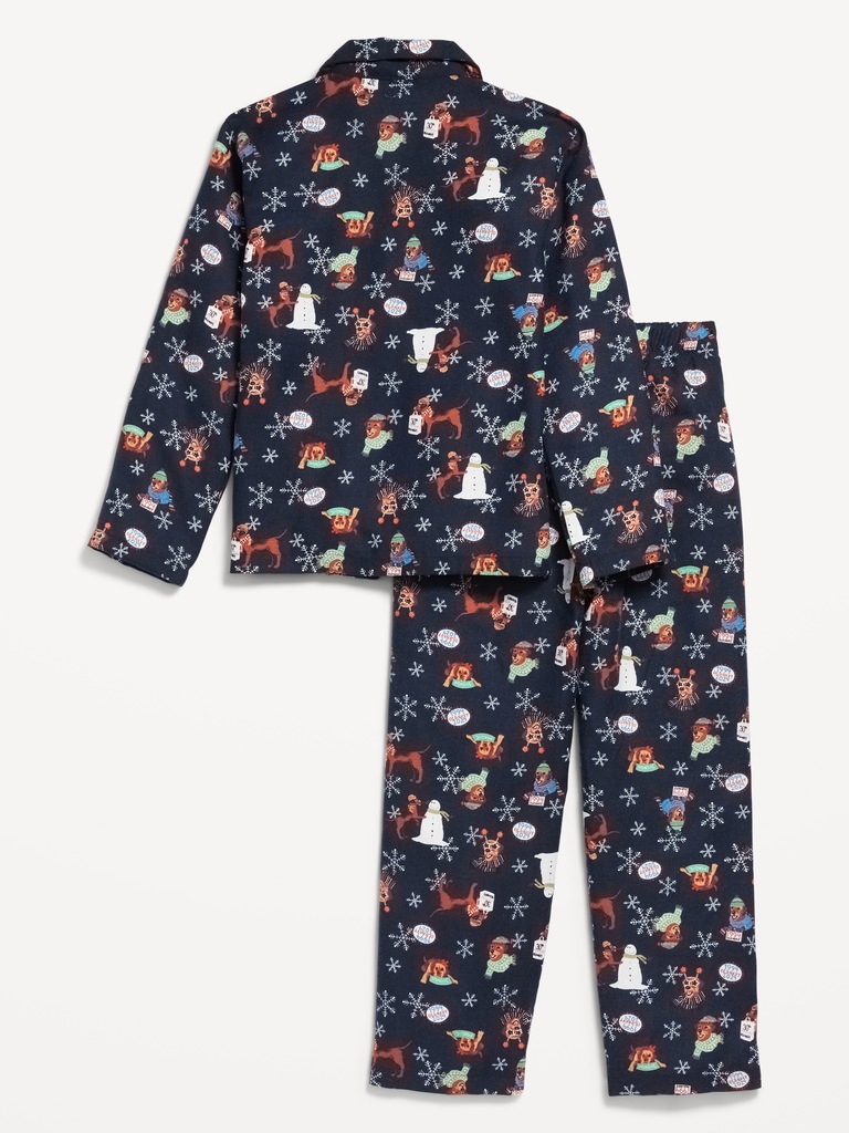 Gender-Neutral Printed Button-Front Pajama Set for Kids