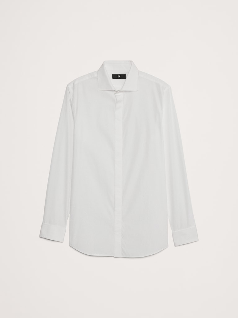 Slim-Fit Cotton Poplin Tuxedo Shirt with Cutaway Collar