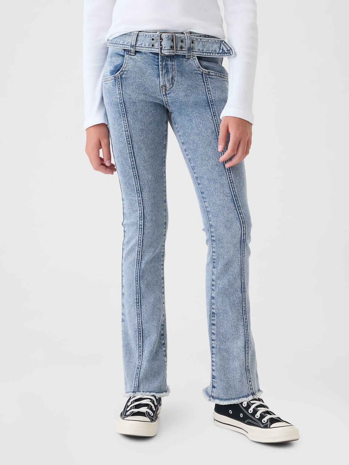Kids Low Rise Belted Boot Jeans