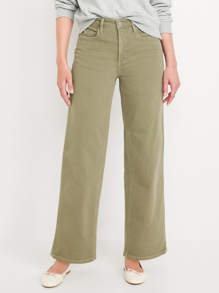 Jean à jambe large et taille très haute pour Femme