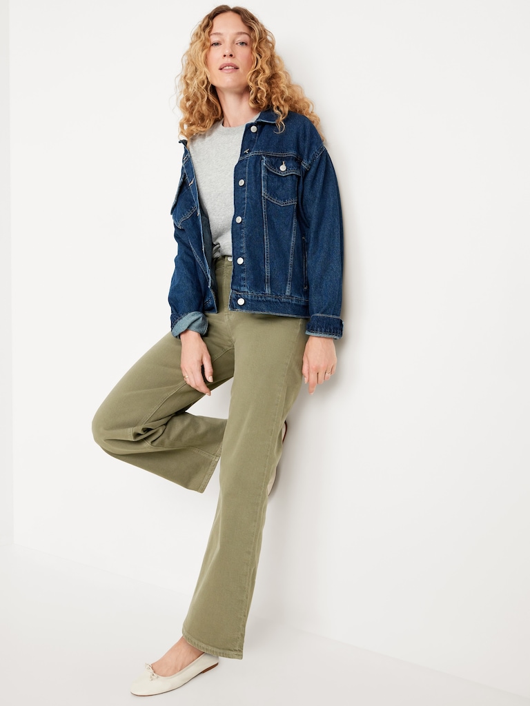Jean à jambe large et taille très haute pour Femme