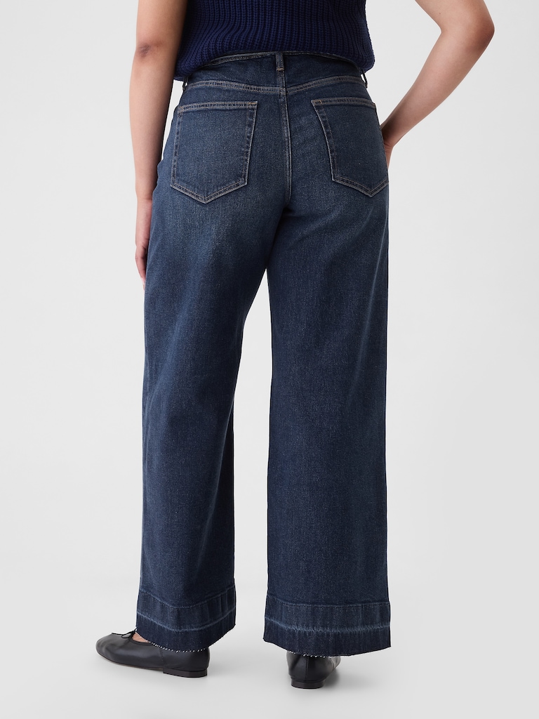High Rise Stride Belted Wide-Leg Jeans